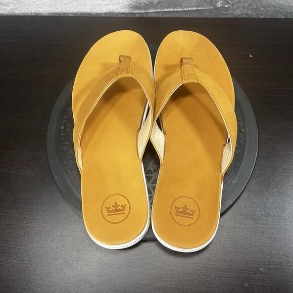 Peter Millar Mens Size US 13 Hyperlight Slide Nubuck Tan Thong Flip Flop Sandals - Picture 5 of 10